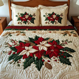3 darabos párnázott ágynemű - Poinsettia varázsa