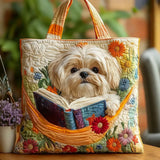 Kézi Táska - Shih Tzu Könyvekkel és Virágokkal