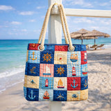 Kézzel Készített Strandtáska | Tengerészeti Patchwork